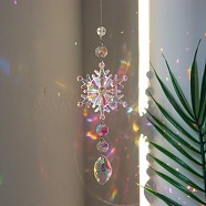 Snowflake K9 Glass Big Pendant Decorations, Hanging Sun Catchers, Crystal Prism Rainbow Maker for Christmas Tree, Ceiling Chandelier, Window, Garden, Horse Eye, 400mm(PW-WG59589-04)