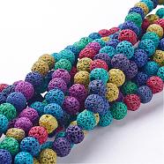 Natural Lava Rock Beads Strands, Dyed, Round, Colorful, 8mm, Hole: 1mm(G-D053-8mm-1)