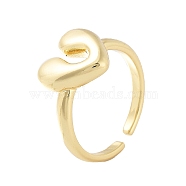 Rack Plating Brass Open Cuff Rings, Cadmium Free & Lead Free, Long-Lasting Plated, Heart, Real 18K Gold Plated, US Size 7(17.3mm)(RJEW-M168-10G)