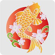 Large Plastic Reusable Drawing Painting Stencils Templates, for Painting on Scrapbook Fabric Tiles Floor Furniture Wood, Square, Fish Pattern, 300x300mm(DIY-WH0172-687)