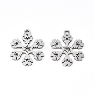 201 Stainless Steel Pendants, Laser Cut, Christmas Snowflake, Stainless Steel Color, 16.5x13.5x1mm, Hole: 1.4mm(STAS-Q240-027P)