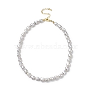 Natural Pearl Beaded Necklaces for Women, Silver, 15.28 inch(38.8cm)(NJEW-JN04107-05)