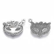 Tibetan Style Alloy Pendants, Lead Free & Cadmium Free, Masquerade Mask, Antique Silver, 17x22x4mm, Hole: 1.2mm(X-TIBE-N010-06AS-RS)