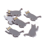 Acrylic Pendants, 3D Printed, Cat Shape, Gray, 39x28x2mm, Hole: 1.5mm(X-KY-I007-48B)