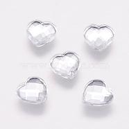Taiwan Acrylic Rhinestone Cabochons, Back Plated, Flat Back and Faceted, Heart, Silver, 12mm(ACRT-G022-12mm-02)