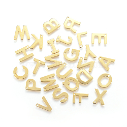 304 Stainless Steel Letter Charms, Initial Charms, Alphabet Charms, Letter A~Z, 11x6~12x0.8mm, Hole: 1mm(STAS-P141)