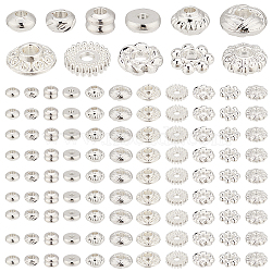 Elite 110Pcs 11 Styles Alloy & Brass Spacer Beads, Mixed Shapes, Silver, 4~6x1~3mm, Hole: 1~1.8mm, 10pcs/style(FIND-PH0017-61)