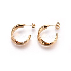 Ion Plating(IP) 304 Stainless Steel Ear Studs, Golden, 23x20x2mm, Pin: 0.8mm(EJEW-P173-11G)