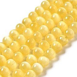 Natural Selenite Beads Strands, Grade A, Dyed, Round, Gold, 8.5mm, Hole: 0.8mm, about 46pcs/strand, 15.35''(39cm)(G-P493-01F)