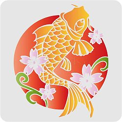 Large Plastic Reusable Drawing Painting Stencils Templates, for Painting on Scrapbook Fabric Tiles Floor Furniture Wood, Square, Fish Pattern, 300x300mm(DIY-WH0172-687)