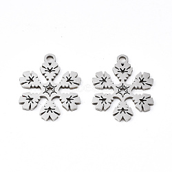 201 Stainless Steel Pendants, Laser Cut, Christmas Snowflake, Stainless Steel Color, 16.5x13.5x1mm, Hole: 1.4mm(STAS-Q240-027P)