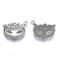 Tibetan Style Alloy Pendants, Lead Free & Cadmium Free, Masquerade Mask, Antique Silver, 17x22x4mm, Hole: 1.2mm(X-TIBE-N010-06AS-RS)