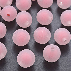 Transparent Acrylic Beads, Bead in Bead, Faceted, Frosted, Round, Light Coral, 16mm, Hole: 3mm, about 205pcs/500g(TACR-S152-14C-11)