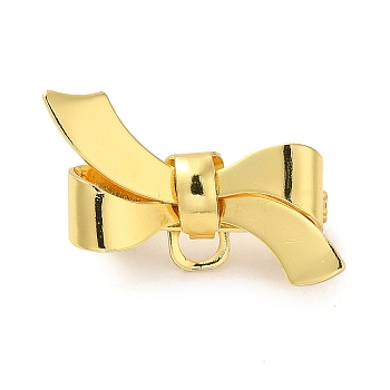 Rack Plating Brass Brooch Finding, Long-Lasting Plated, Bowknot, Real 18K Gold Plated, 13.5x24.5x12mm, Hole: 1.5x2mm