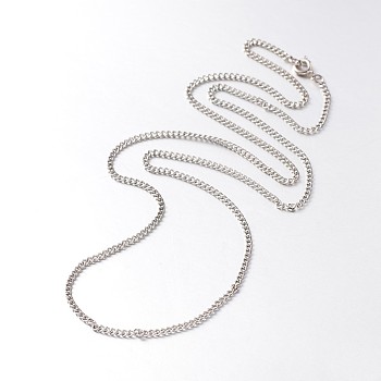 Iron Twisted Chain Necklaces, with Brass Spring Ring Clasps, Platinum, 20 inch