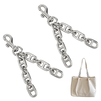 Alloy Mariner Link Chain Purse Strap Extenders, with Swivel Eye Bolt Snap Hooks, Platinum, 12cm
