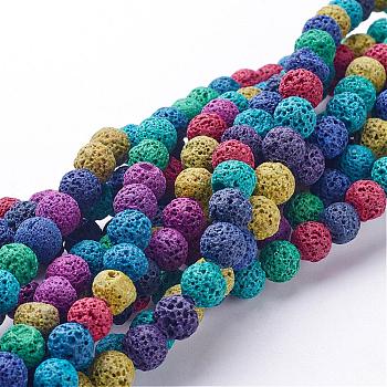 Natural Lava Rock Beads Strands, Dyed, Round, Colorful, 8mm, Hole: 1mm