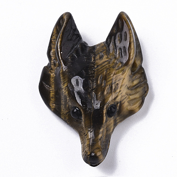 Natural Tiger Eye Pendants, Wolf Head, 37~42x25~30x10~13mm, Hole: 2mm