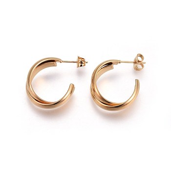 Ion Plating(IP) 304 Stainless Steel Ear Studs, Golden, 23x20x2mm, Pin: 0.8mm