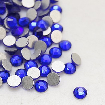 Glass Flat Back Rhinestone, Grade A, Back Plated, Faceted, Half Round, Cobalt, SS5, 1.7~1.8mm, 1440pcs/bag