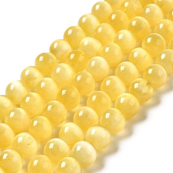 Natural Selenite Beads Strands, Grade A, Dyed, Round, Gold, 8.5mm, Hole: 0.8mm, about 46pcs/strand, 15.35''(39cm)
