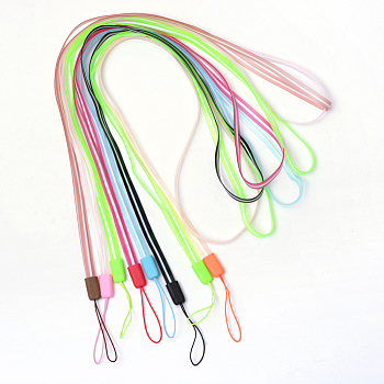 Rubber Lanyard Straps, with Plastic Findings, Mixed Color, 15.3 inch