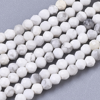 Natural Howlite Beads Strands, Round, Faceted, 2mm, Hole: 0.5mm, about 210~225pcs/Strand, 15.94 inch(40.5cm)