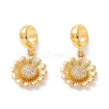 Clear Flower Brass+Cubic Zirconia Dangle Charms