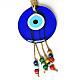 Flat Round with Evil Eye Glass Tassel Pendant Decorations(EVIL-PW0002-15)-3