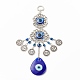 Teardrop Glass Turkish Blue Evil Eye Pendant Decoration(HJEW-I008-03AS)-1