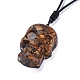 Halloween Skull Natural Gemstone Pendant Necklaces(NJEW-P253-A)-4