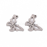 201 Stainless Steel Pendants, Laser Cut, Butterfly, Stainless Steel Color, 13x17x1mm, Hole: 1.2mm(STAS-Q238-014)