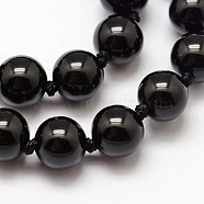 Natural Black Onyx Beads Strands, Round, 8mm, Hole: 1mm, about 48pcs/strand, 18.1 inch(X-G-O153-01-8mm)