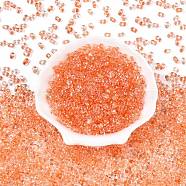 Spray Painted Glass Seed Beads, Peanut, Light Salmon, 6~6.5x4x3mm, Hole: 1.4~1.5mm, about 4000pcs/pound(SEED-T007-08D)