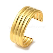 Rack Plating Brass Grooved Open Cuff Bangles, Cadmium Free & Lead Free, Real 18K Gold Plated, Inner Diameter: 2-1/4 inch(5.8cm), 25mm(BJEW-S150-01G)