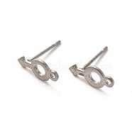 Non-Tarnish 304 Stainless Steel Studs Earrings, with 201 Stainless Steel Findings, Stainless Steel Color, 12.5x5.5mm, Hole: 1.2mm, Pin: 12x0.8mm(STAS-H193-04P)