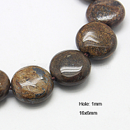 Natural Bronzite Beads Strands, Flat Round, 16x6mm, Hole: 1mm, about 25pcs/strand, 15.5 inches(G-G224-16x6mm-11)
