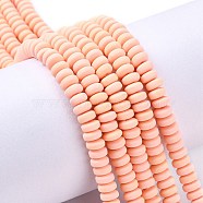 Handmade Polymer Clay Beads Strands, for DIY Jewelry Crafts Supplies, Flat Round, Light Salmon, 6~7x3mm, Hole: 1.5mm, about 113~116pcs/strand, 15.55 inch~16.14 inch(39.5~41cm)(CLAY-N008-008-35)