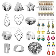 DIY Cutters Set Earrings Making Finding Kits, Including 27Pcs 430 Stainless Steel Cookie Cutters, 40Pcs Iron Earring Hooks & 40Pcs Jump Rings, 40Pcs Plastic Ear Nuts, Mixed Color, 147pcs/set(DIY-SZ0007-28)