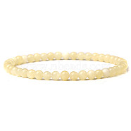 4mm Round Natural Yellow Jade Beads Bracelet for Men, European and American Retro Simple Versatile Stretch Bracelets, 7-1/2 inch(19cm)(KG3069-31)