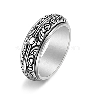 Rotatable Titanium Steel Finger Ring, Paleosphere for Men, Relieve Stress Worry Ring, Antique Silver, US Size 12(21.4mm)(PW-WG74BEB-07)