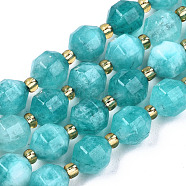 Natural Dolomite Beads Strands, Faceted, Dyed, Round, Dark Turquoise, 8x8mm, Hole: 1.2mm, about 33pcs/strand, 15.16 inch~15.35 inch(38.5cm~39cm)(G-T131-85A-15)