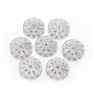 304 Stainless Steel Filigree Joiners, Flat Round, Stainless Steel Color, 17.5x0.4mm, Hole: 1mm(STAS-G192-16P)