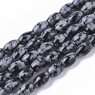 Natural Snowflake Obsidian Beads Strands, Oval, 6~7x4.5mm, Hole: 0.8mm, about  61~64pcs/Strand, 15.75 inch(40 cm)(G-S364-012)