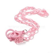 Personalized ABS Plastic Cable Chain Necklaces, Eyeglass Chains, Handbag Chains, with Plastic Lobster Claw Clasps and Resin Bear Pendants, Pink, 19-1/8 inch(48.5cm)(NJEW-JN03220-03)