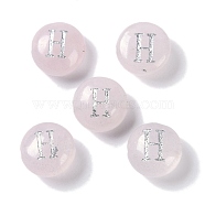 Natural Rose Quartz Beads, Rondelle with Letter, Letter H, 8.5~9x5~5.5mm, Hole: 1.2mm(G-L524-20H-01)