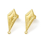 304 Stainless Steel Stud Earring Findings, with Horizontal Loops, Twist Rhombus, Golden, 21.5x9x1mm, Hole: 1.2mm, Pin: 0.8mm(STAS-H171-08G)
