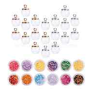 DIY Making Sets, with Laser Shining Nail Art Glitter, Glass Globe Beads and Clear Glass Globe Bottle Charms Pendants, Mixed Color, 8mm(DIY-PH0024-31)