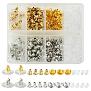 Brass with Iron with Plastic Ear Nuts, Friction Earring Backs for Stud Earrings Set, Mixed Color, 3~11x3~11x7mm, Hole: 0.5~1mm(FIND-FS0002-52)