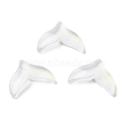 K9 Glass Cabochons, with Glitter Powder, Fish Tail, White, 8.8x12x2.5mm(GGLA-Z003-01A-001JW)